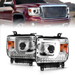 Load image into Gallery viewer, ANZO 14-15 GMC Sierra 1500/2500HD/3500HD Plank Style Projector Headlight - Chrome Housing - Main Product View