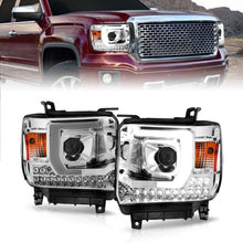 Load image into Gallery viewer, ANZO 14-15 GMC Sierra 1500/2500HD/3500HD Plank Style Projector Headlight - Chrome Housing - Main Product View