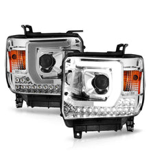 Load image into Gallery viewer, ANZO 14-15 GMC Sierra 1500/2500HD/3500HD Plank Style Projector Headlight - Chrome Housing - Installation View