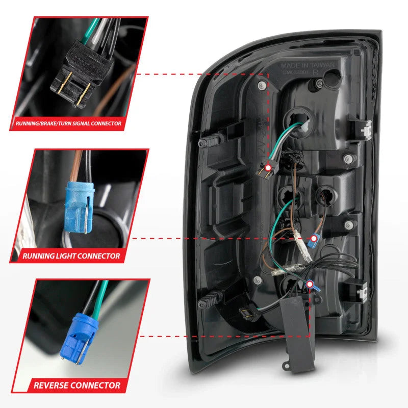 ANZO 14-18 GMC Sierra 1500 Full LED Taillights Black Housing Clear Lens (w/C Light Bars) - Additional View 5