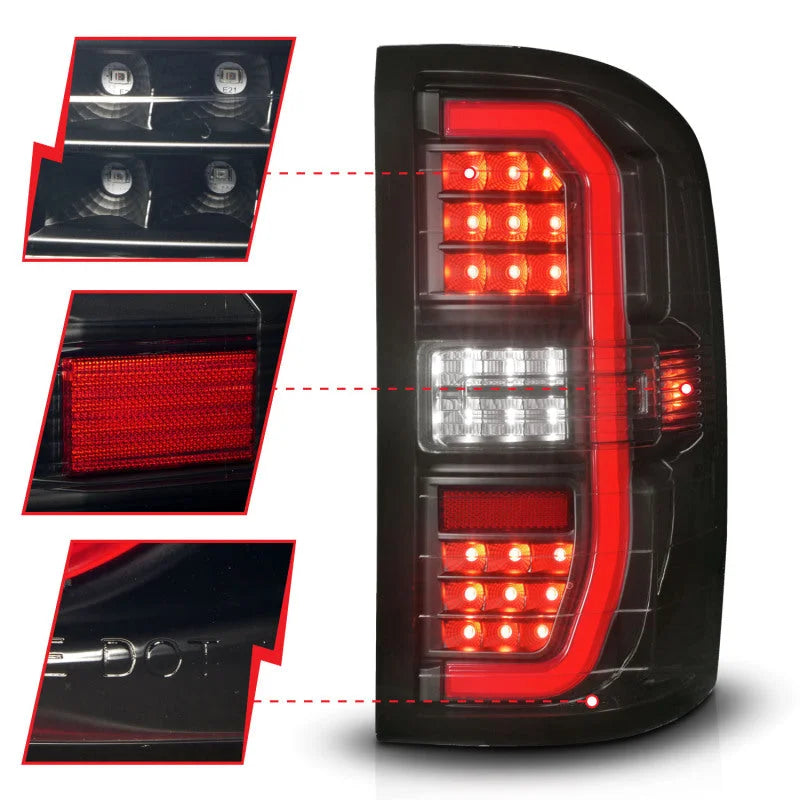 ANZO 14-18 GMC Sierra 1500 Full LED Taillights Black Housing Smoke Lens (w/C Light Bars) - Additional View 7