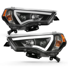Load image into Gallery viewer, ANZO 14-18 Toyota 4 Runner Plank Style Projector Headlights Black w/ Amber - Main Product View