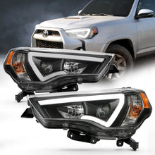 Load image into Gallery viewer, ANZO 14-18 Toyota 4 Runner Plank Style Projector Headlights Black w/ Amber - Back View