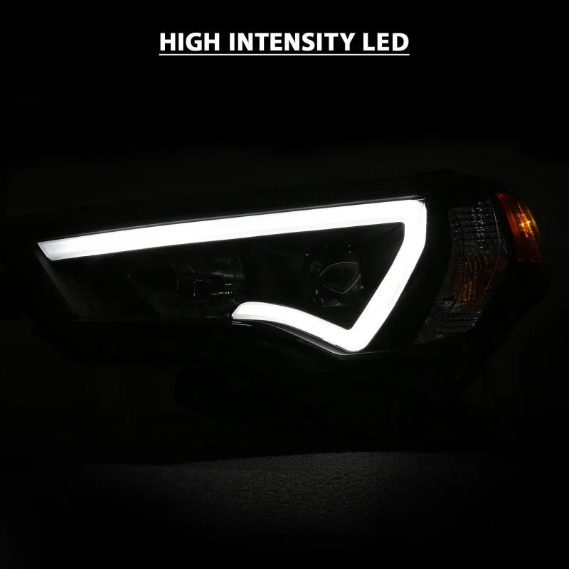 ANZO 14-18 Toyota 4 Runner Plank Style Projector Headlights Black w/ Amber - Additional View 6