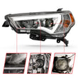 Load image into Gallery viewer, ANZO 14-18 Toyota 4 Runner Plank Style Projector Headlights Chrome w/ Amber - Side View