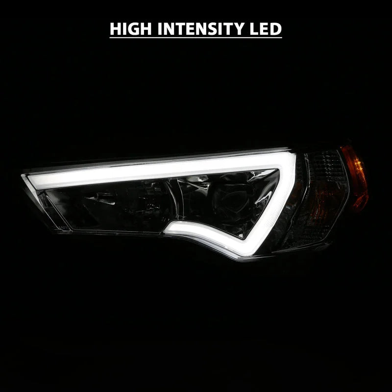 ANZO 14-18 Toyota 4 Runner Plank Style Projector Headlights Chrome w/ Amber - Back View