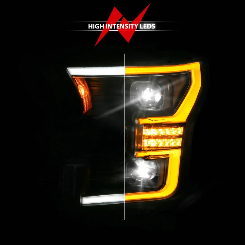 ANZO 15-17 Ford F-150 (Factory Halogen Model ONLY) Full LED Proj Headlights  Init/SeqSig Black- Pair - Additional View 6