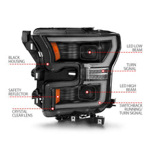 Load image into Gallery viewer, ANZO 15-17 Ford F-150 LED Projector Headlights - w/ Light Bar Switchback Black Housing - Side View