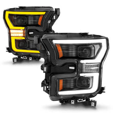 Load image into Gallery viewer, ANZO 15-17 Ford F-150 LED Projector Headlights - w/ Light Bar Switchback Black Housing - Back View
