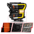 Load image into Gallery viewer, ANZO 15-17 Ford F-150 LED Projector Headlights - w/ Light Bar Switchback Black Housing - Installation View