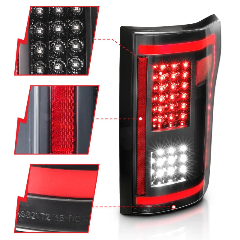 ANZO 15-17 Ford F-150 LED Taillights Black w/ Sequential - Side View