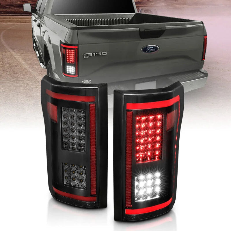 ANZO 15-17 Ford F-150 LED Taillights - Smoke - Installation View