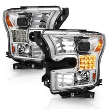 Load image into Gallery viewer, ANZO 15-17 Ford F-150 Proj Headlights w/ Plank Style Design Chrome w/ Amber Sequential Turn Signal - Main Product View