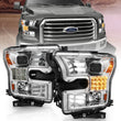 Load image into Gallery viewer, ANZO 15-17 Ford F-150 Proj Headlights w/ Plank Style Design Chrome w/ Amber Sequential Turn Signal - Back View