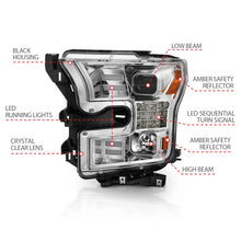 Load image into Gallery viewer, ANZO 15-17 Ford F-150 Proj Headlights w/ Plank Style Design Chrome w/ Amber Sequential Turn Signal - Additional View 7