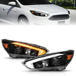 Load image into Gallery viewer, ANZO 15-18 Ford Focus Projector Headlights - w/ Light Bar Switchback Black Housing - Main Product View
