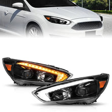 Load image into Gallery viewer, ANZO 15-18 Ford Focus Projector Headlights - w/ Light Bar Switchback Black Housing - Main Product View