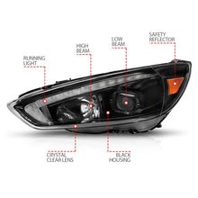 Load image into Gallery viewer, ANZO 15-18 Ford Focus Projector Headlights - w/ Light Bar Switchback Black Housing - Additional View 6