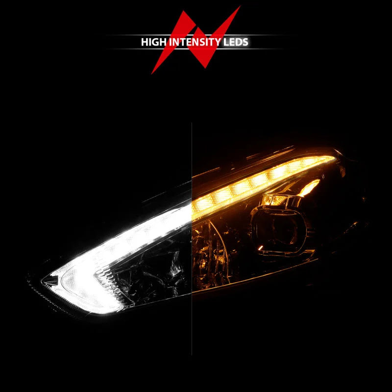 ANZO 15-18 Ford Focus Projector Headlights - w/ Light Bar Switchback Black Housing - Additional View 7