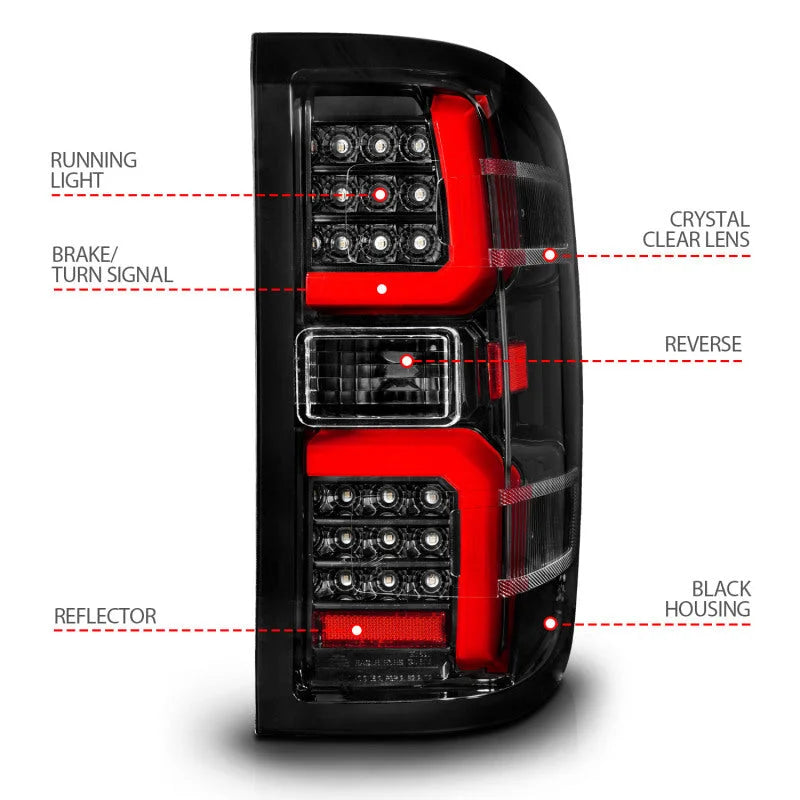 ANZO 15-19 Chevrolet Silverado 2500 HD/3500 HD LED Taillight w/ Sequential Black Housing/Clear Lens - Additional View 5
