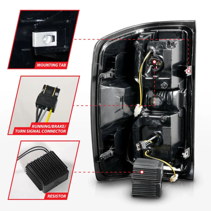 ANZO 15-19 Chevrolet Silverado 2500 HD/3500 HD LED Taillight w/ Sequential Black Housing/Clear Lens - Additional View 7