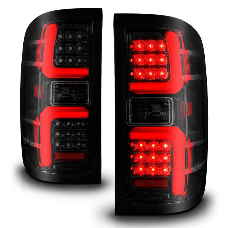 ANZO 15-19 Chevrolet Silverado 2500 HD/3500 HD LED Taillight w/ Sequential Black Housing/Smoke Lens - Side View