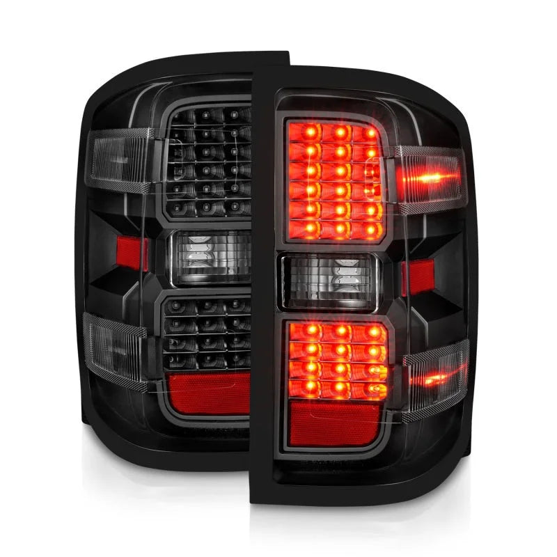 ANZO 15-19 Chevy Silverado 2500HD/3500HD (Factory Halogen Only) LED Tail Lights Black w/Clear Lens - Installation View