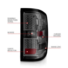 Load image into Gallery viewer, ANZO 15-19 Chevy Silverado 2500HD/3500HD (Factory Halogen Only) LED Tail Lights Smoke w/Clear Lens - Back View