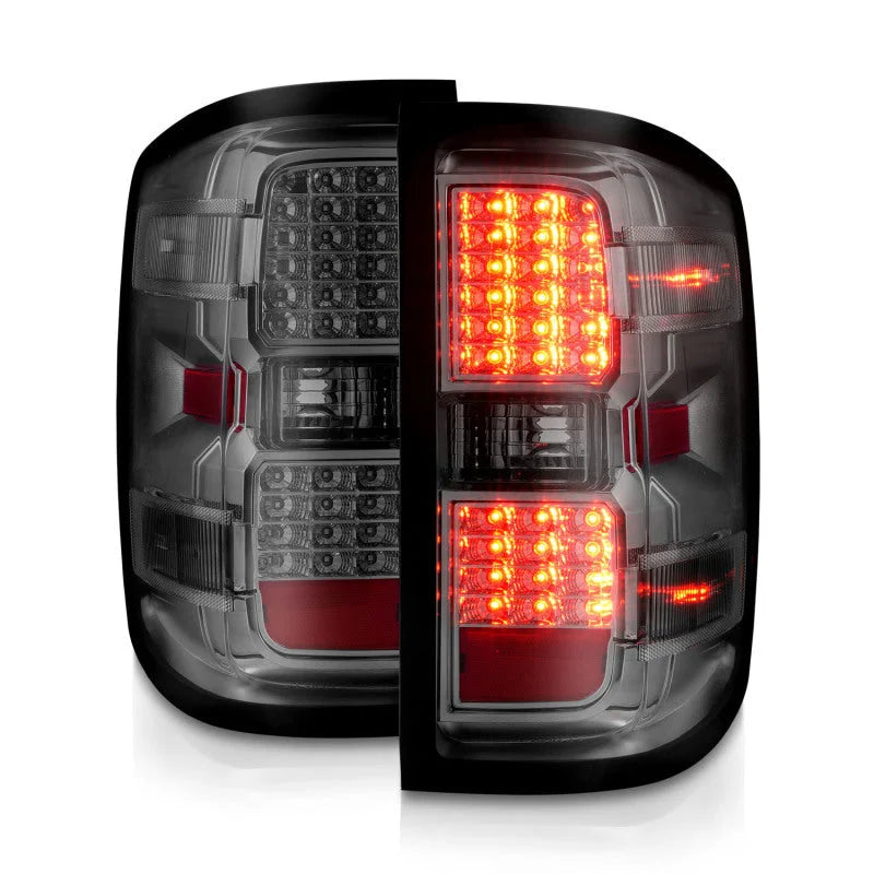 ANZO 15-19 Chevy Silverado 2500HD/3500HD (Factory Halogen Only) LED Tail Lights Smoke w/Clear Lens - Installation View