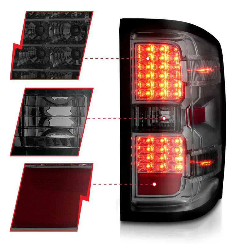 ANZO 15-19 Chevy Silverado 2500HD/3500HD (Factory Halogen Only) LED Tail Lights Smoke w/Clear Lens - Additional View 8