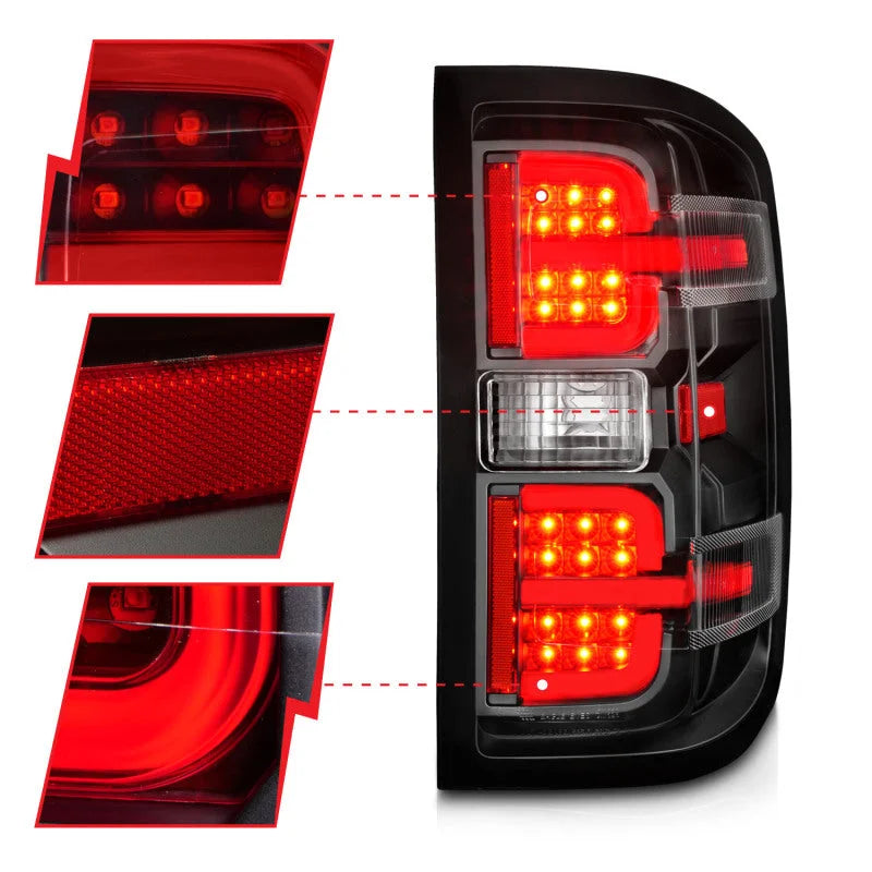 ANZO 15-19 Chevy Silverado 2500HD/3500HD (Halgn Only) LED Tail Lights w/Black Light Bar & Clear Lens - Additional View 7