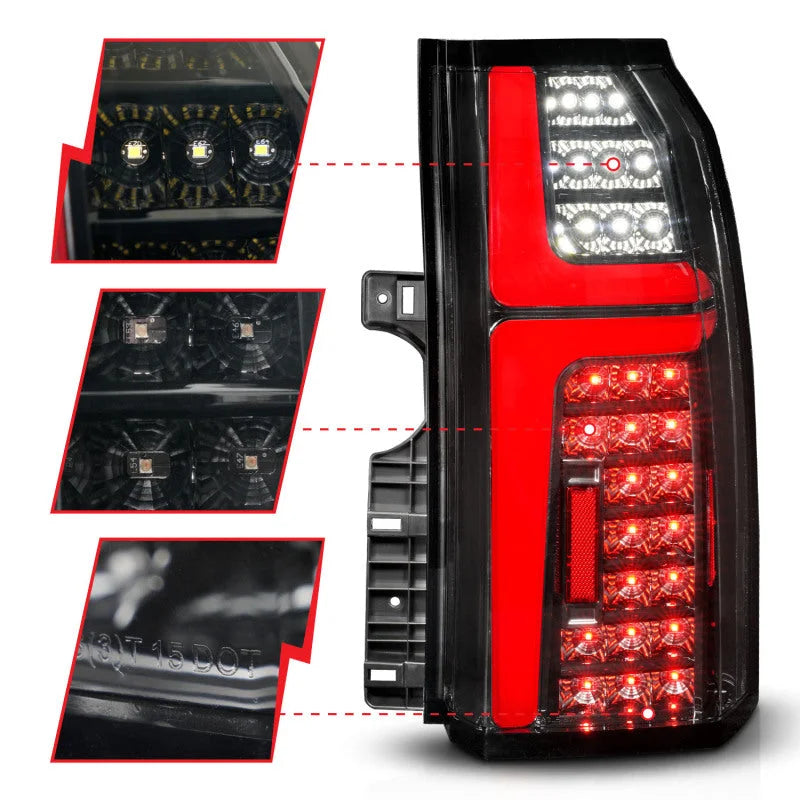 ANZO 15-20 Chevrolet Tahoe Sequential LED Tube Taillights Black - Back View