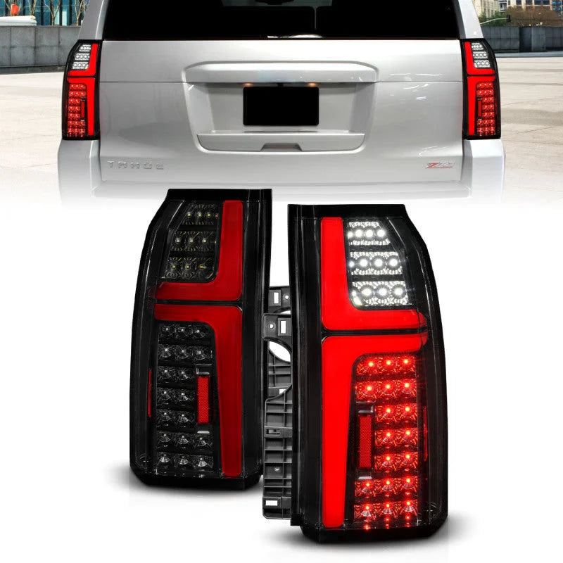 ANZO 15-20 Chevrolet Tahoe Sequential LED Tube Taillights Black - Main Product View