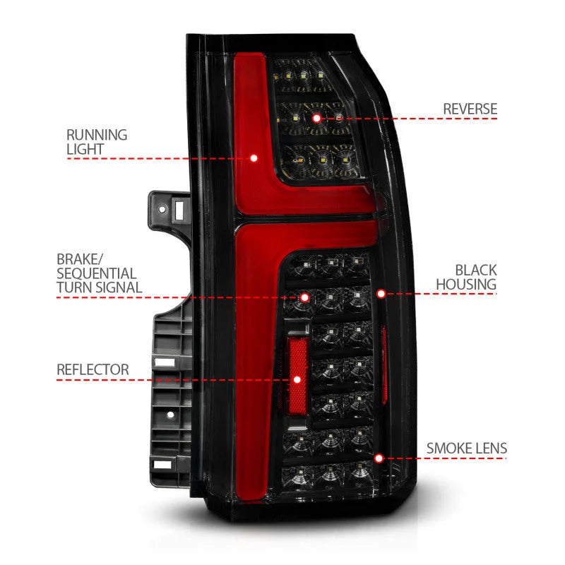 ANZO 15-20 Chevrolet Tahoe Sequential LED Tube Taillights Black - Installation View