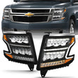 Load image into Gallery viewer, ANZO 15-20 Chevy Tahoe/Suburban LED Light Bar Style Headlights Black w/Sequential w/DRL w/Amber - Back View