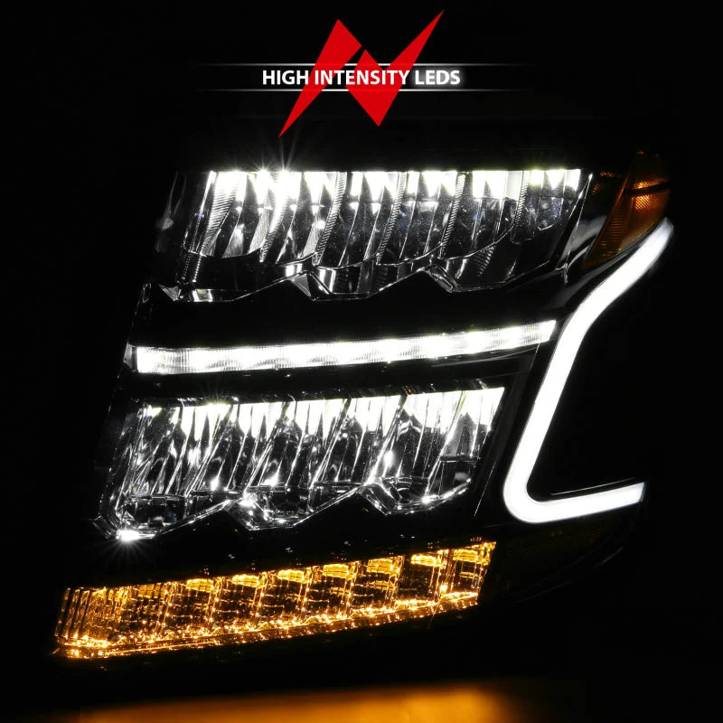 ANZO 15-20 Chevy Tahoe/Suburban LED Light Bar Style Headlights Black w/Sequential w/DRL w/Amber - Installation View