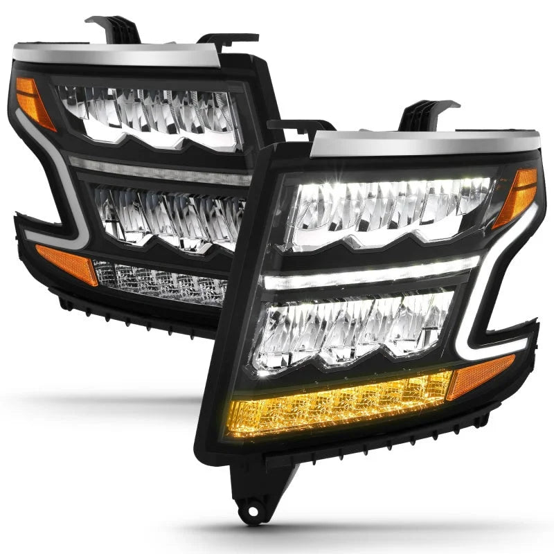 ANZO 15-20 Chevy Tahoe/Suburban LED Light Bar Style Headlights Black w/Sequential w/DRL w/Amber - Additional View 6
