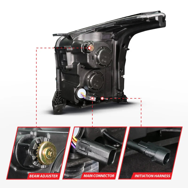 ANZO 15-20 GMC Yukon (Incl XL - Factory Halogen Models) Full LED Proj Headlights Black - Driver Side - Additional View 7
