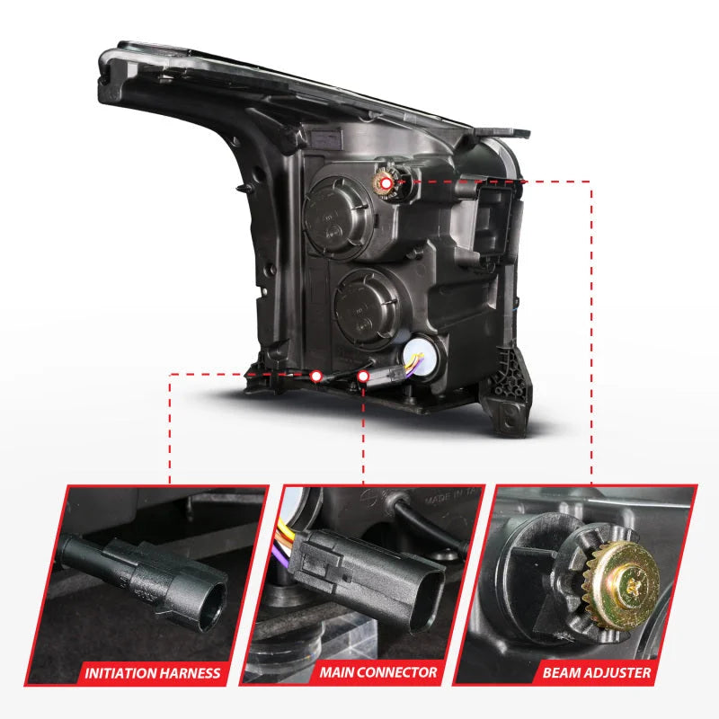 ANZO 15-20 GMC Yukon (Incl XL - Factory Halogen Models) Full LED Proj Headlights Black - Pass. Side - Additional View 6