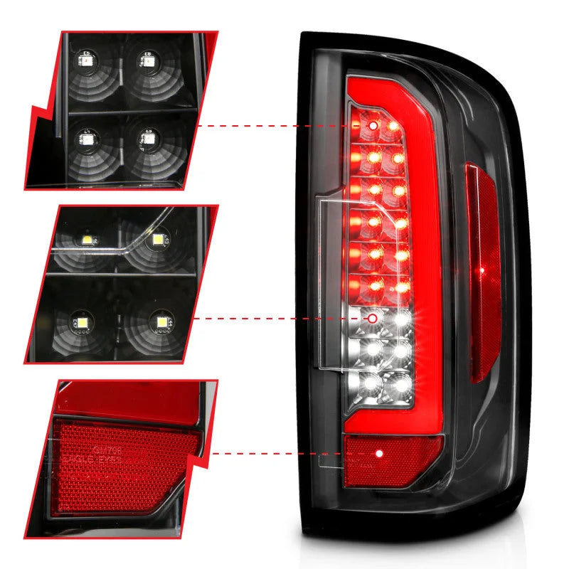 ANZO 15-21 Chevrolet Colorado Full LED Tail Lights w/ Red Lightbar Black Housing Clear Lens - Additional View 8