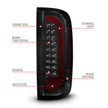 Load image into Gallery viewer, ANZO 15-21 GMC Canyon Full LED Tail Lights w/ Red Lightbar Black Housing Smoke Lens - Back View