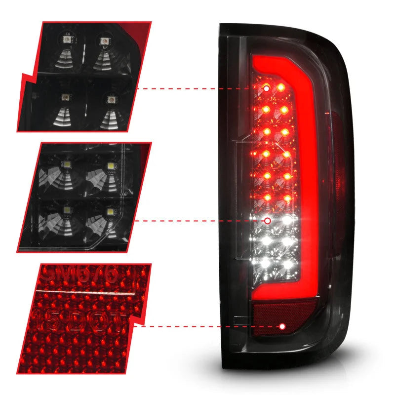 ANZO 15-21 GMC Canyon Full LED Tail Lights w/ Red Lightbar Black Housing Smoke Lens - Additional View 5