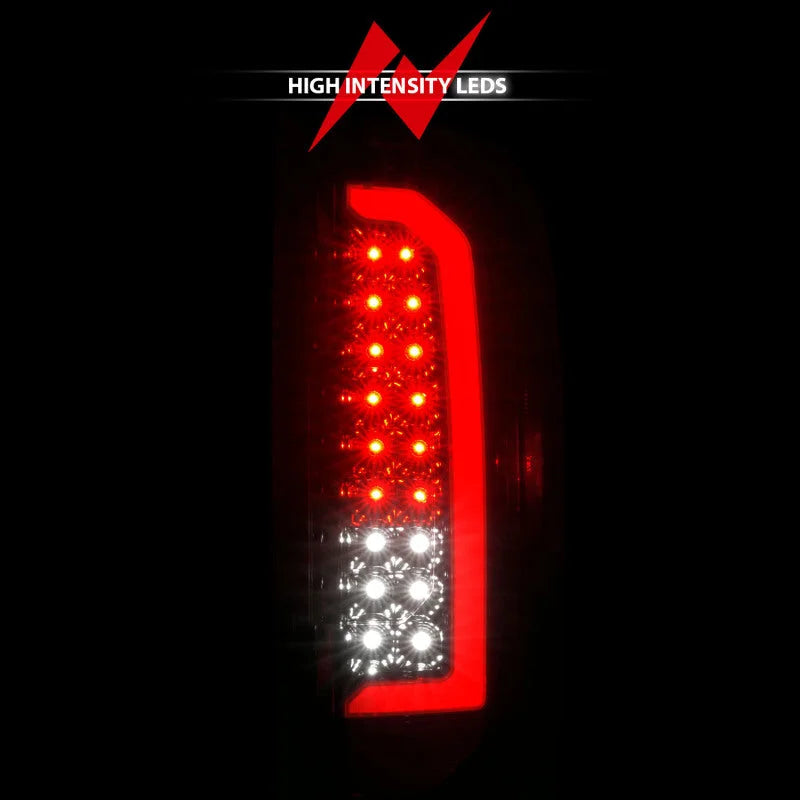 ANZO 15-21 GMC Canyon Full LED Taillights w/ Red Lightbar Black Housing/Clear Lens - Back View