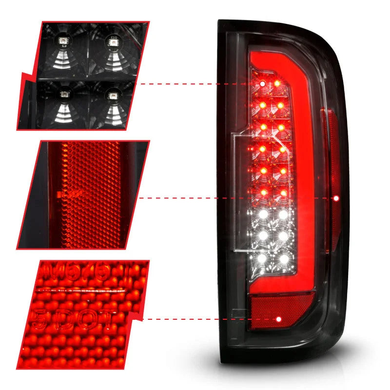 ANZO 15-21 GMC Canyon Full LED Taillights w/ Red Lightbar Black Housing/Clear Lens - Additional View 8