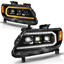 Load image into Gallery viewer, ANZO 15-22 Chevy Colorado Blk Housing Full LED DRL Projector Headlight w/ Sequential Light Bar - Main Product View