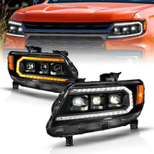 Load image into Gallery viewer, ANZO 15-22 Chevy Colorado Blk Housing Full LED DRL Projector Headlight w/ Sequential Light Bar - Side View