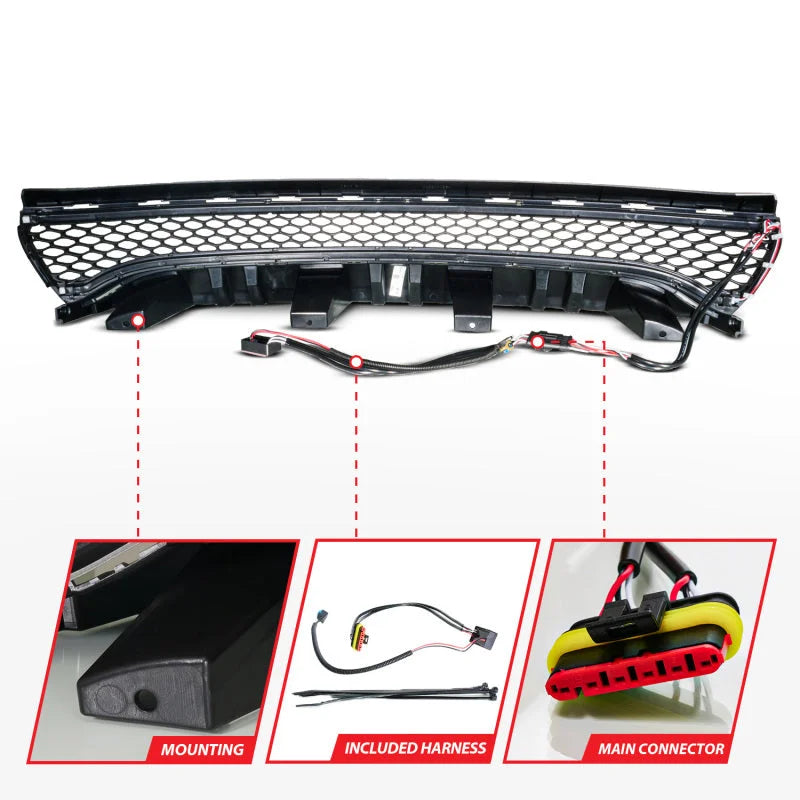 ANZO 15-23 Dodge Charger Black LED Grille w/ Initiation & Running Light/DRL Bar - Additional View 9