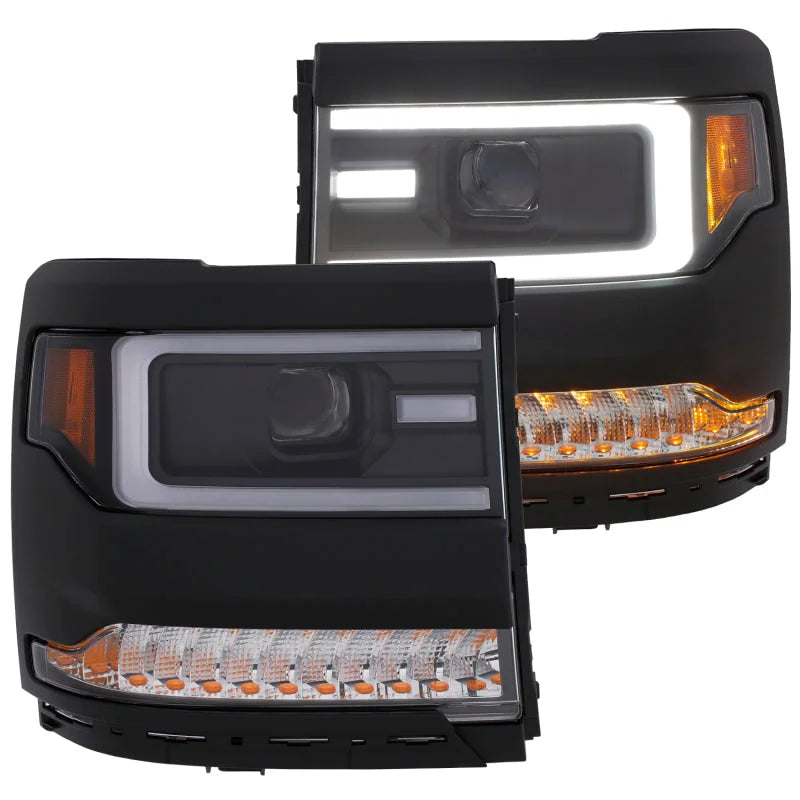 ANZO 16-17 Chevy Silverado 1500 Prjctr. Headlight Plank Styl. w/Amber (Only Work w/HID Equip. Truck) - Main Product View