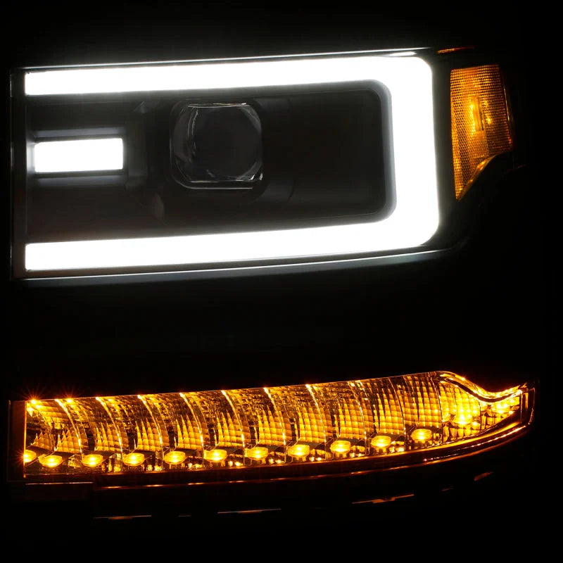 ANZO 16-17 Chevy Silverado 1500 Prjctr. Headlight Plank Styl. w/Amber (Only Work w/HID Equip. Truck) - Installation View