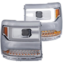 Load image into Gallery viewer, ANZO 16-17 Chevy Silverado 1500 Projector Headlights Plank Style Design Chrome w/ Amber - Main Product View